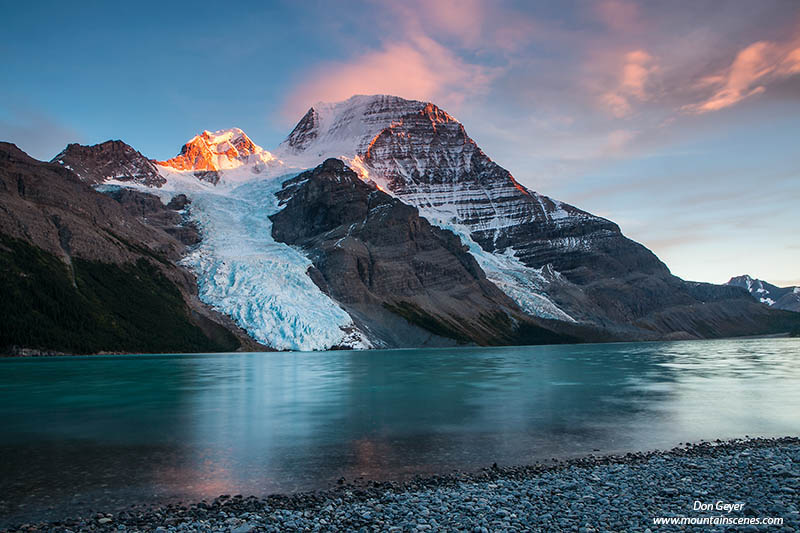 Image of Mount Robson over Berg Lake, sunset