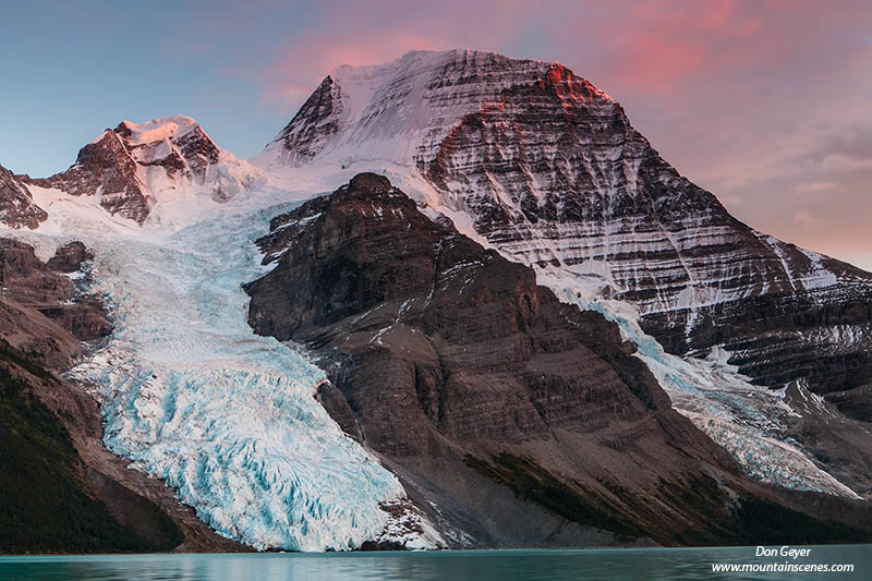 Image of Mount Robson and alpenglow over Berg Lake
