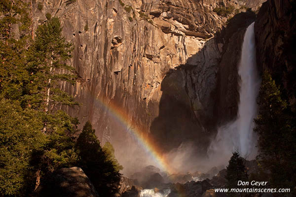 Image of rainbow and Lower Yosemite Falls
