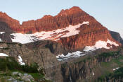 Image of early light on Cathedral Peak in Glacier National Park.