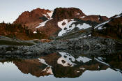 Image of Mount Ferry reflected in tarn, Bailey Range, Olympic National Park
