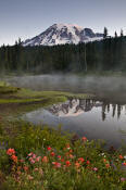 Image of Mount Rainier mirrored in Reflection Lakes