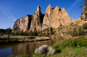 Image of Smith Rock Group reflected in John Day River, Oregon