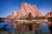 Image of Smith Rock Group reflected in John Day River, Oregon.
