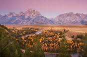 Image of Grand Teton from Snake River Overlook in autumn, Grand Teton National Park