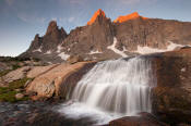 Image of Cirque of the Towers above waterfall in Wind Rivers