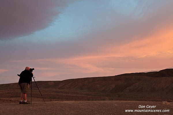 Image of photographer at sunset, Death Valley