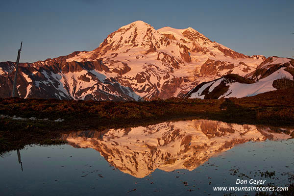 Image of Mount Rainier reflection at sunset