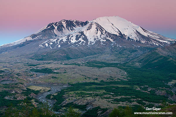 Image of Mount St. Helens, twilight, Johnston Ridge