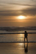 Image of Girl at Canon Beach at Sunset, Oregon Coast