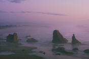 Image of Sunset at Bandon, sea stacks, Oregon Coast