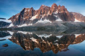 Image of The Ramparts reflected in Amethyst Lake, Tonquin Valley