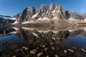 Image of The Ramparts reflected in Amethyst Lake, Tonquin Valley