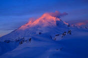 Image of Mount Baker at sunrise in winter, North Cascades