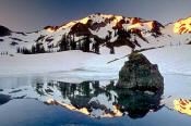Image of reflection in Royal Basin, winter, Olympic National Park