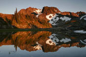 Image of Mt. Ferry reflected in tarn, Bailey Range, Olympic National Park.