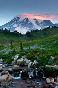 Image of Mount Rainier and pink lenticular.