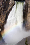 Image of Lower Falls with rainbow, Yellowstone National Park.
